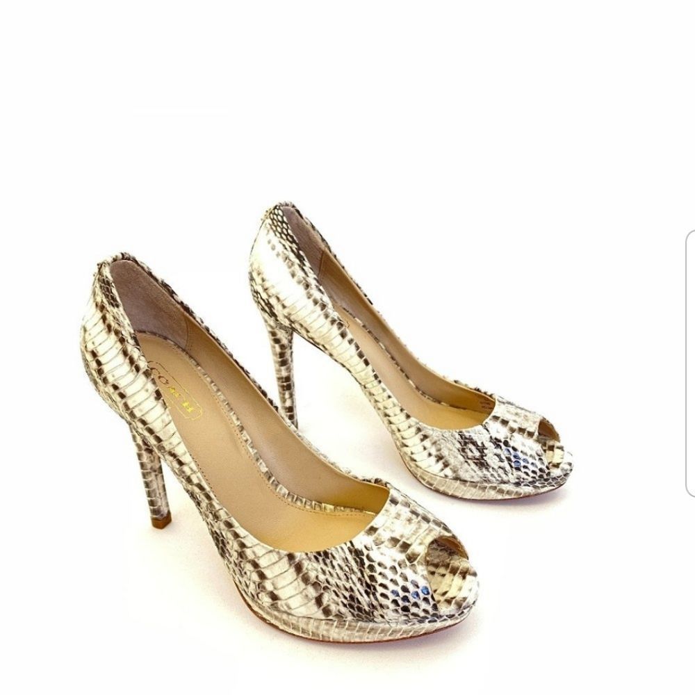 Coach Selma Python Peep Toe Heels 4.5" Height 8B
